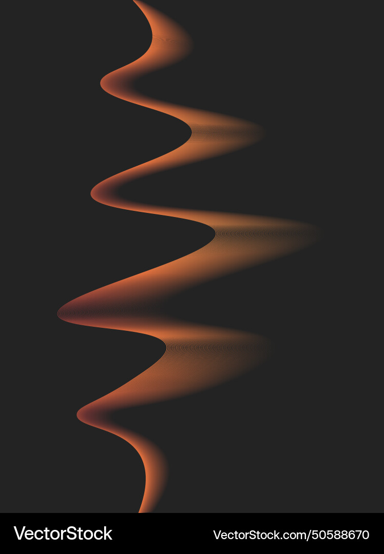 Dark abstract background with glowing wave shiny vector image