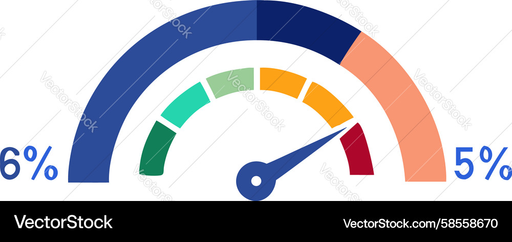 Dynamic Performance Gauge - Percentage Display Vector Image