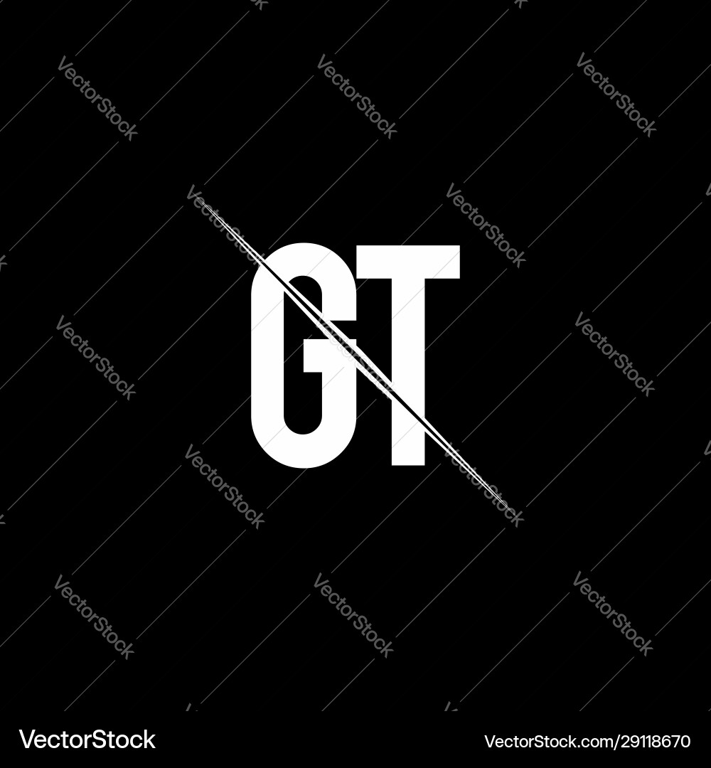 Gt logo monogram with slash style design template vector image