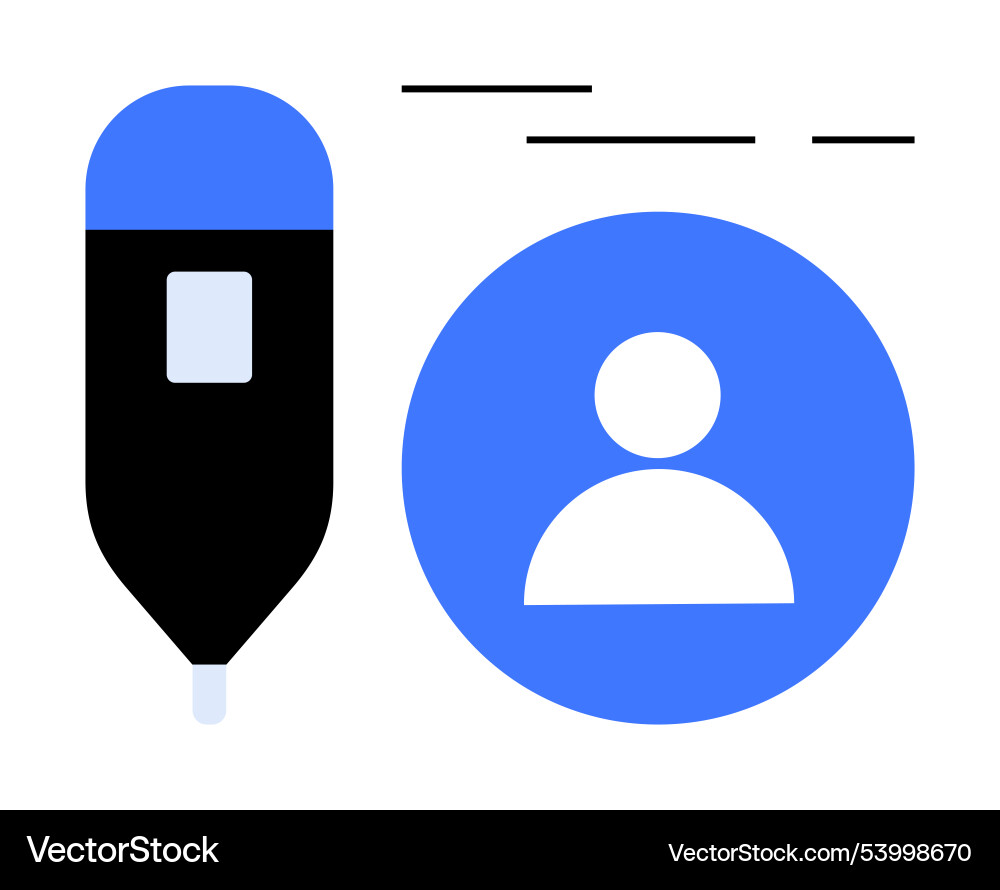 Pen icon and user profile in a minimalistic style Vector Image