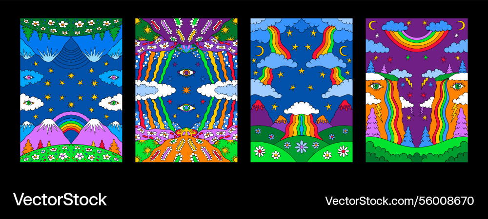 Psychedelic Rainbow Landscape Royalty Free Vector Image