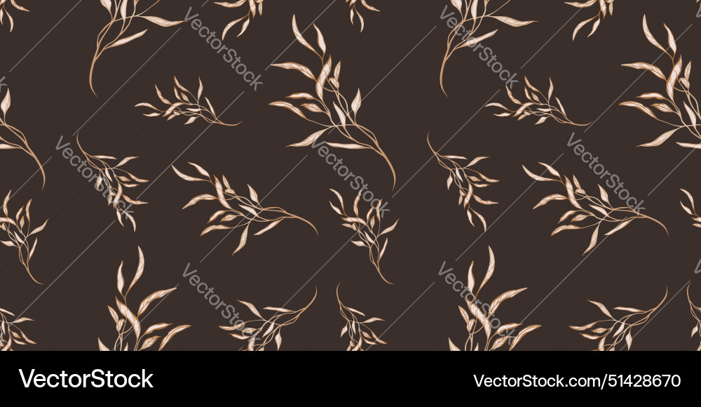 Seamless loopable pattern with hand drawn leaves vector image