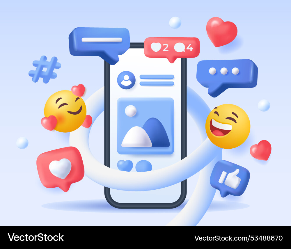 Social media marketing banner with smiling emoji Social media marketing banner with smiling emoji vector image