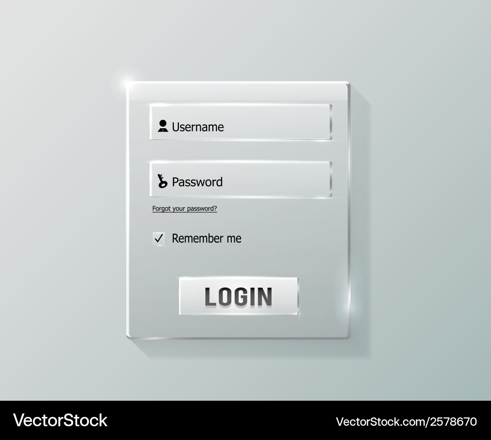 Web Login Form - Glossy Card vector image