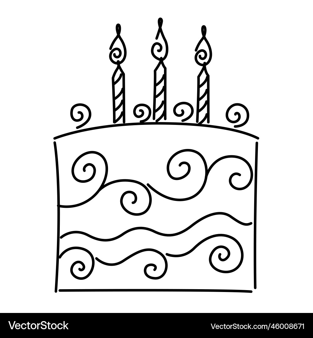 Birthday Cake Line Art Vector Image