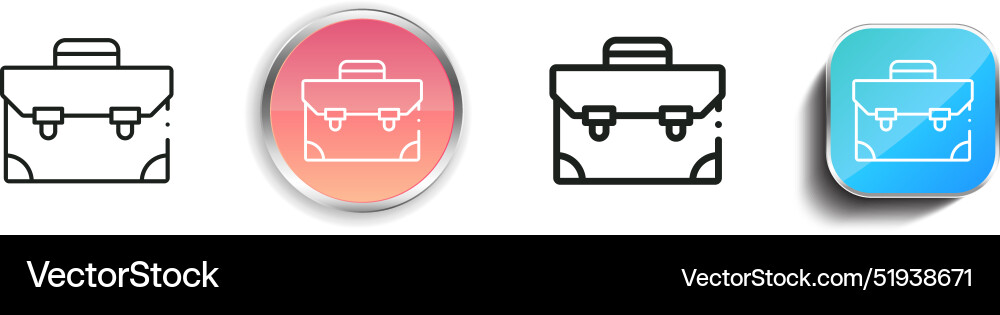 Briefcase icon thin linear regular and button Briefcase icon thin linear regular and button Vector Image