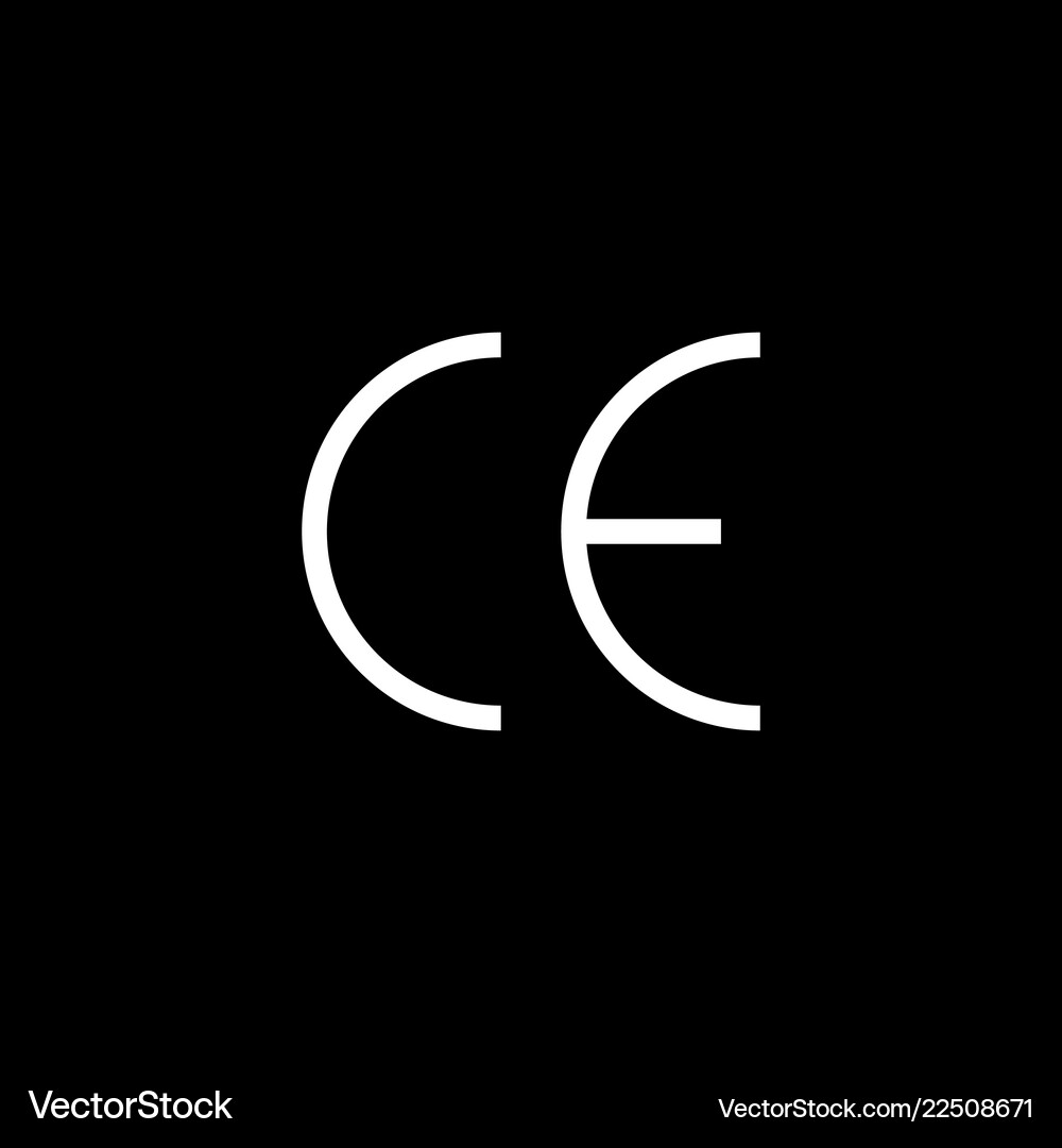 Ce mark symbol white colored on black background – Royalty-Free Vector |  VectorStock, image size:1000x1080