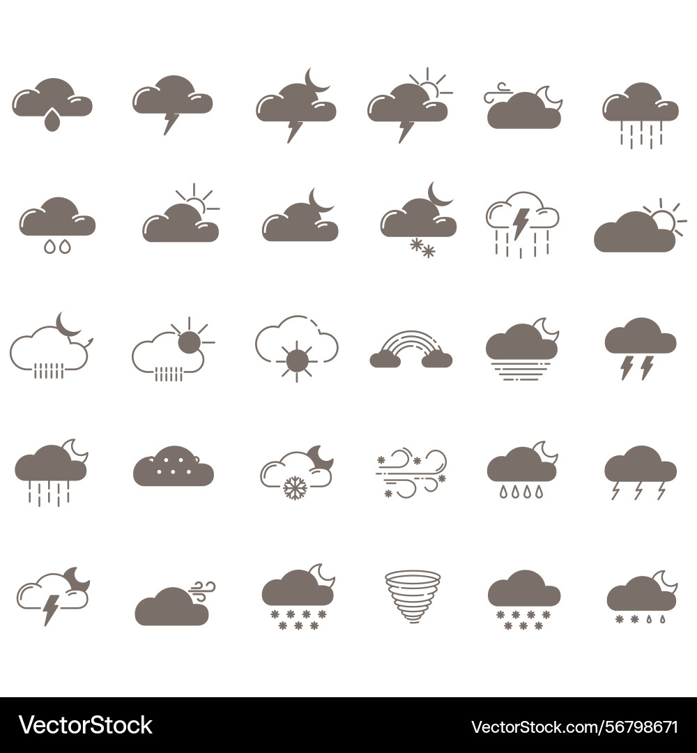 Clouds icons set of in different form Vector Image