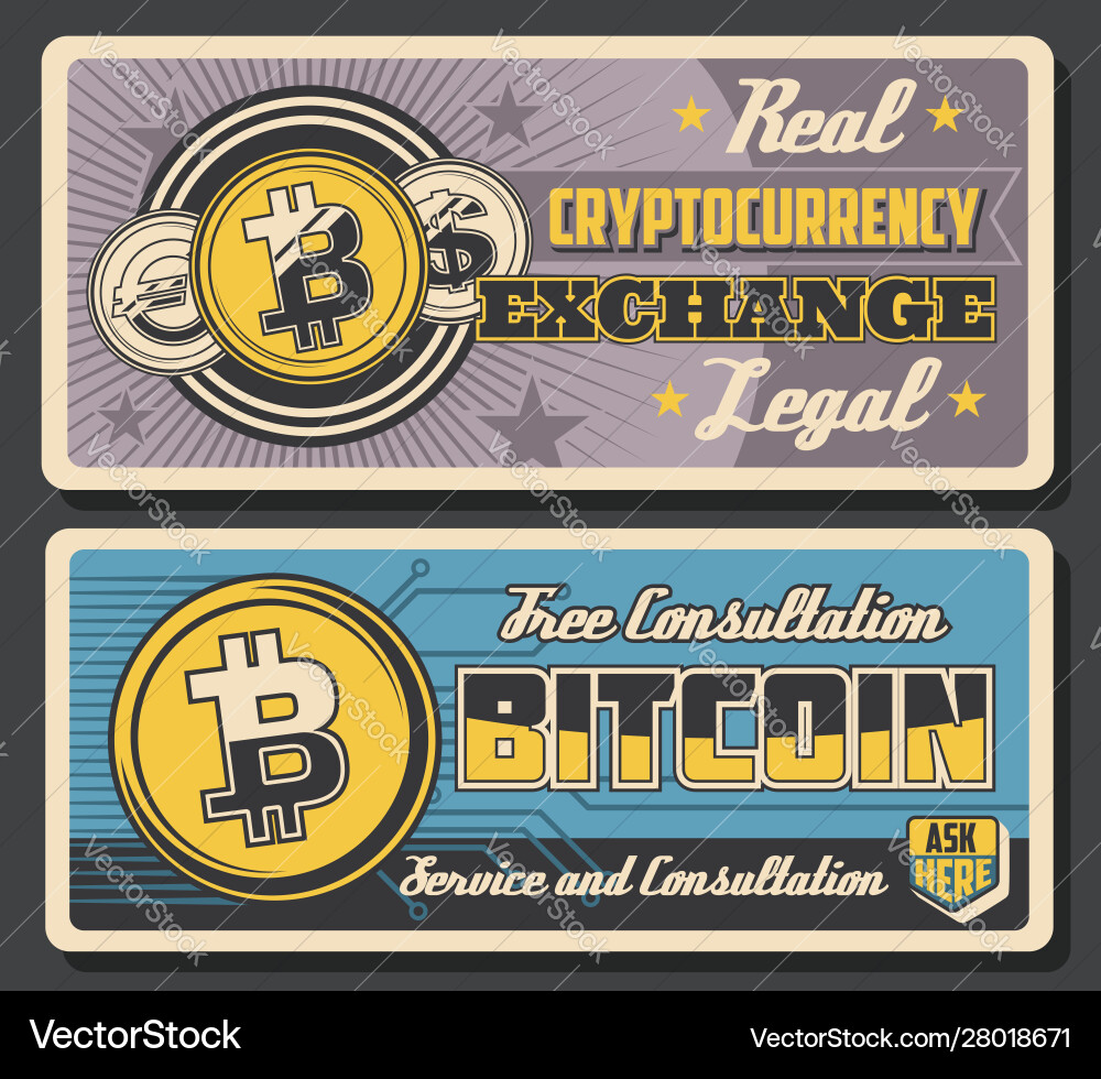 Cryptocurrency exchange bitcoin currency trade Cryptocurrency exchange bitcoin currency trade vector image