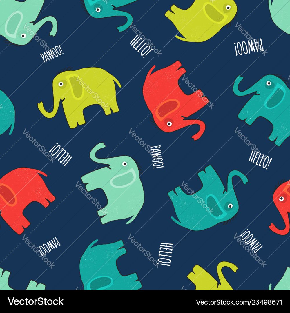 Cute elephant seamless pattern background Vector Image