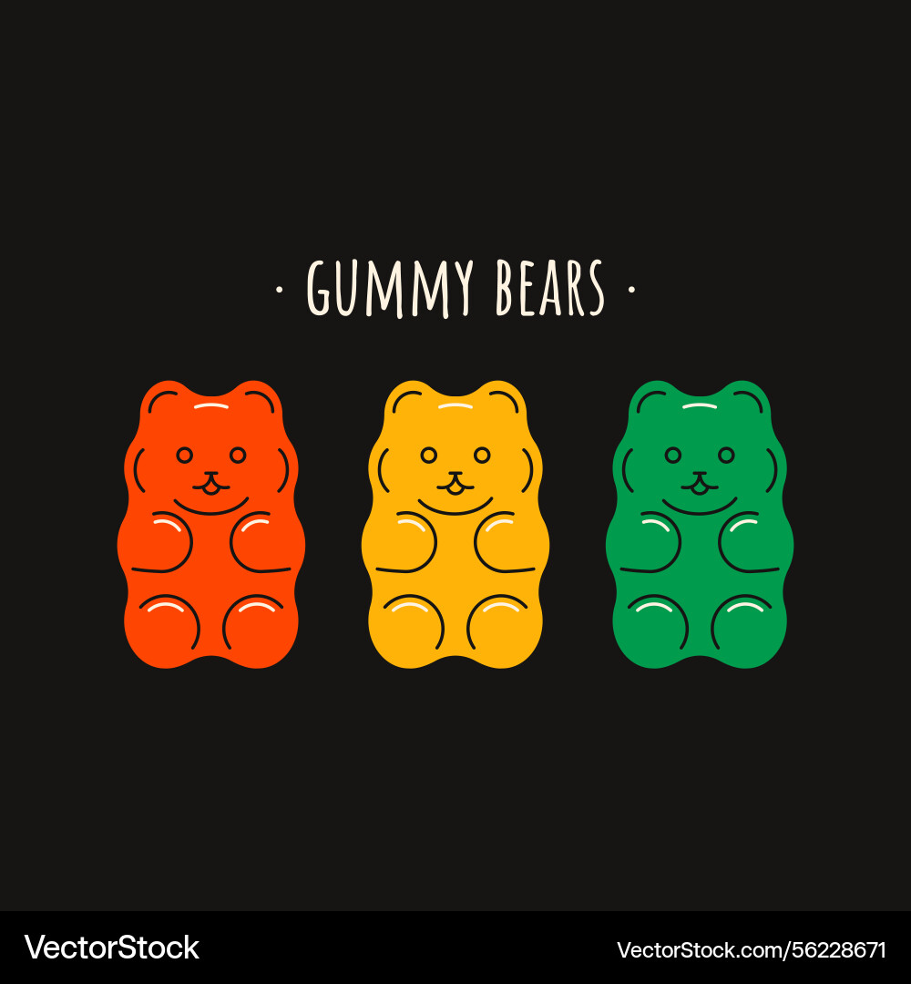 Gummy bears sweet teddy bear jelly candies Gummy bears sweet teddy bear jelly candies vector image