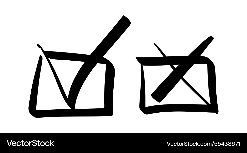 Hand-drawn checkbox icons with check mark Vector Image