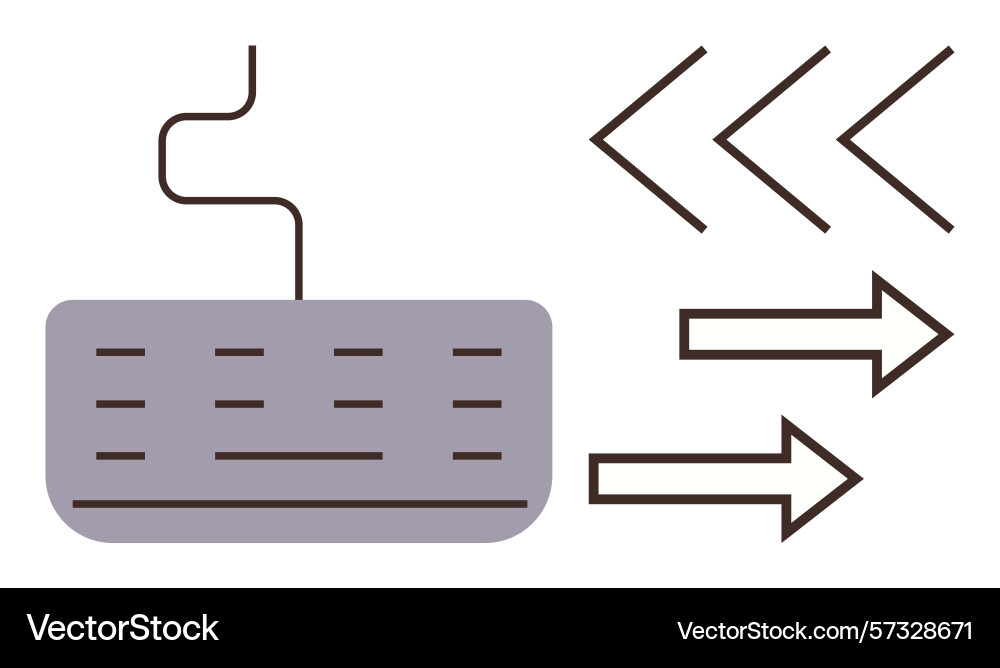 Keyboard with wired connection depicting commands Keyboard with wired connection depicting commands vector image