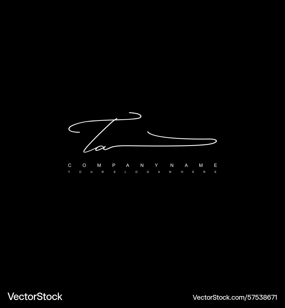 Minimal signature logo design with ta initials Minimal signature logo design with ta initials Vector Image
