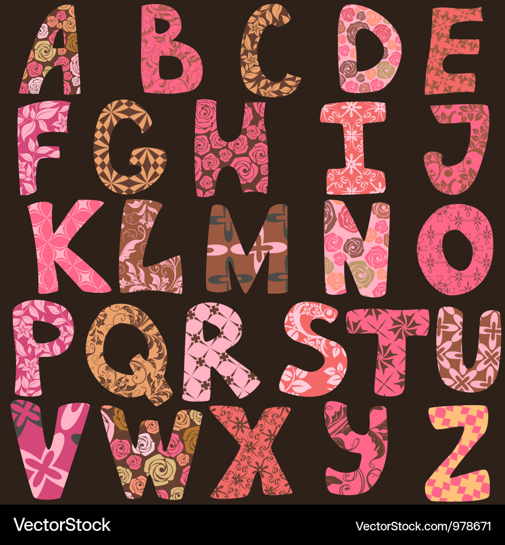 Patchwork Alphabet Letter Set Vector Image