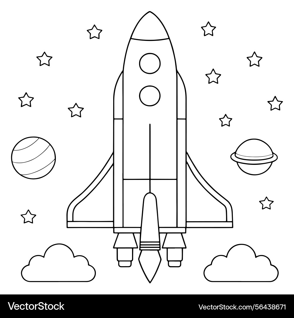 Rocket launch scene with planets in background Vector Image