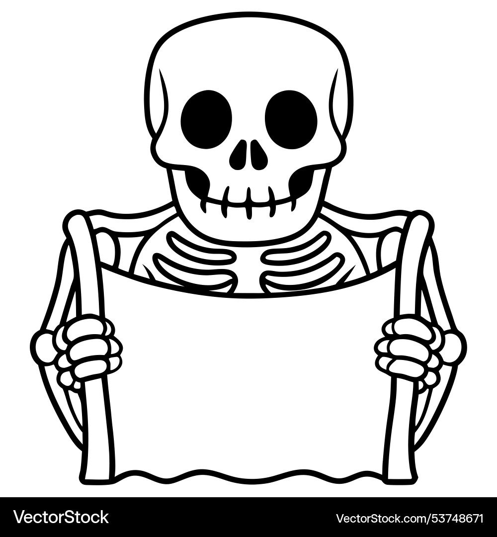 Skeleton hands holding a sign or object adding vector image