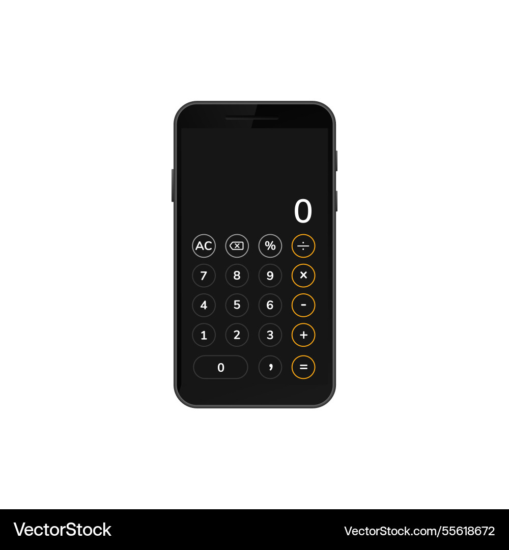 Digital calculator display on mobile screen Vector Image