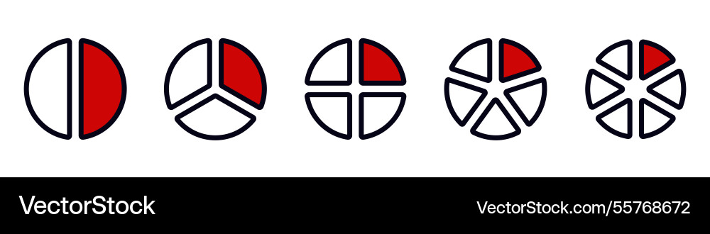 Red and white circular charts showing data vector image