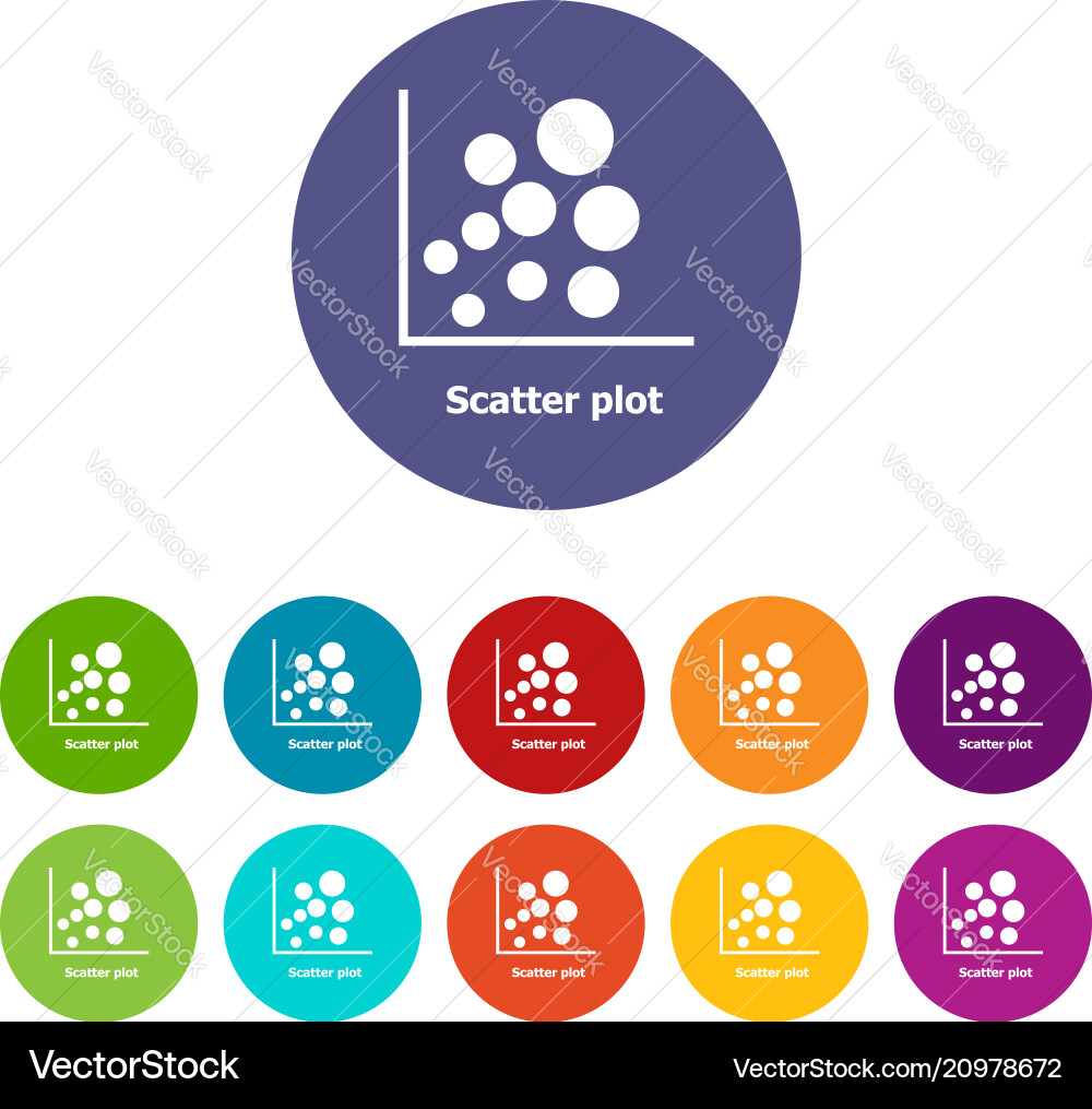 Scatter plot icons set color vector image