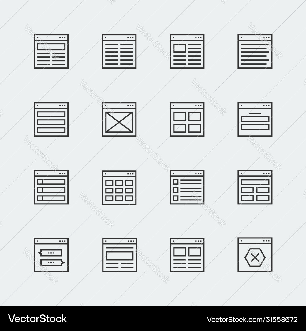 Website Wireframe Icon Set Royalty Free Vector Image