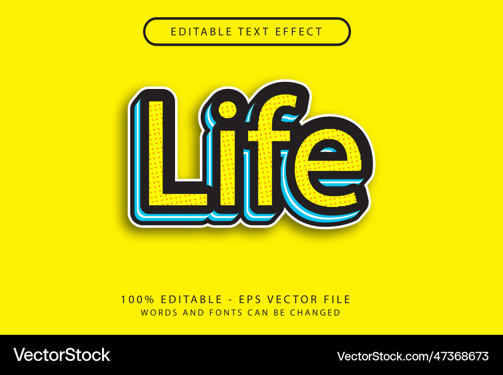 3D Text Effect - Editable Style Vector Image