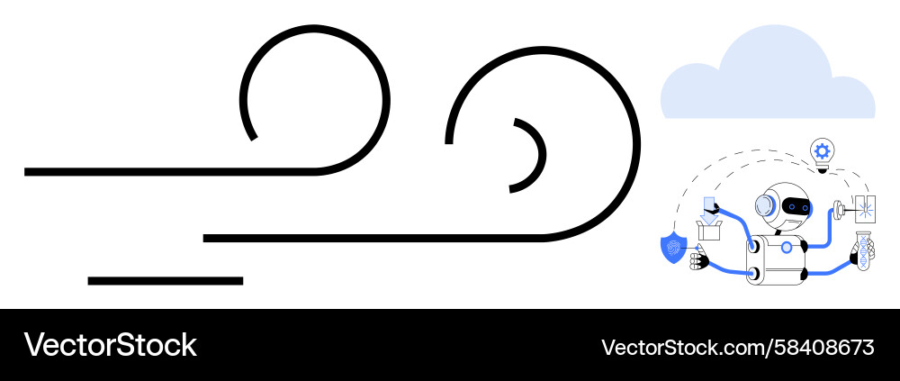 AI Cloud Data Security Robot Vector Image