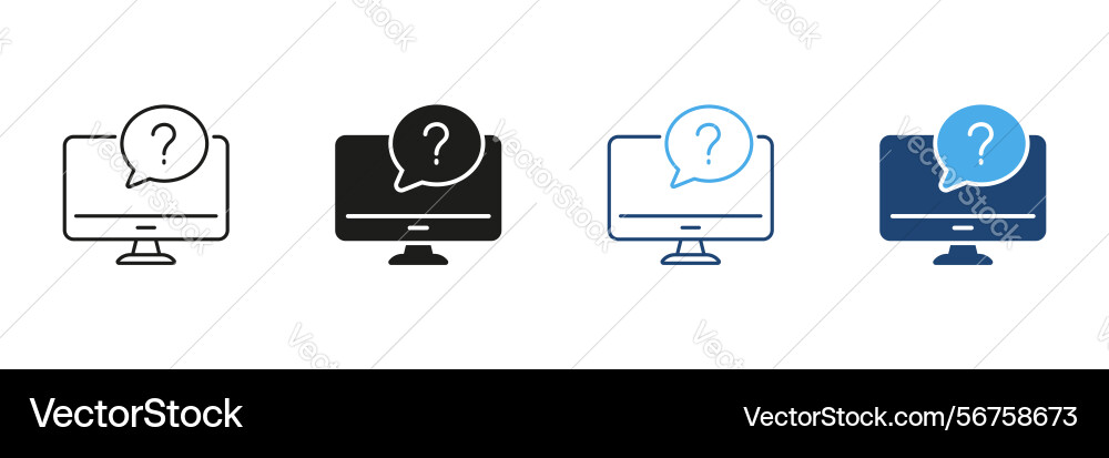 Computer with question mark icon set technical Computer with question mark icon set technical vector image