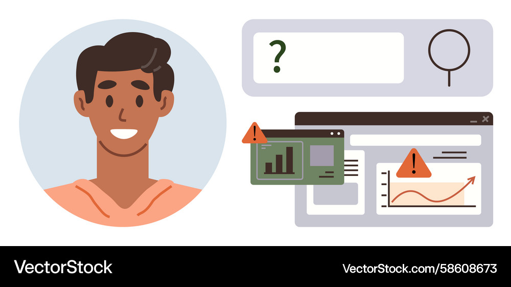 Confused user facing data errors and alerts Vector Image