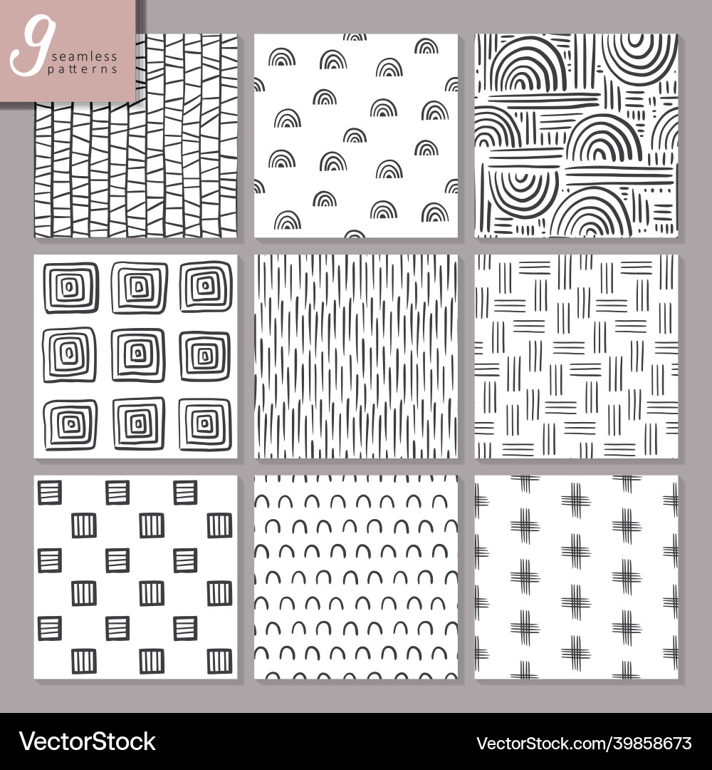 Nine Abstract Pattern Set vector image