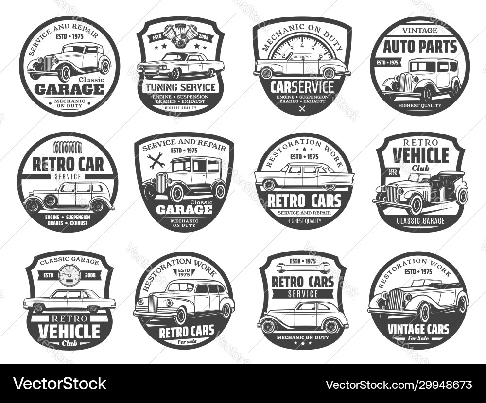 Retro Fahrzeuge Club Oldtimer Tuning Service Retro Fahrzeuge Club Oldtimer Tuning Service vektorbild