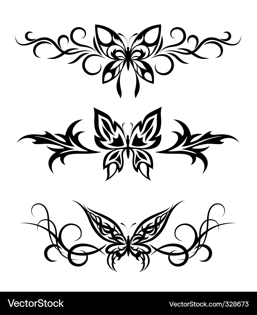 Tribal Butterfly Swirl Tattoo vector image