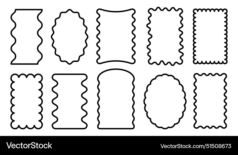 Various squiggle frames set zigzag wavy edges Various squiggle frames set zigzag wavy edges vector image