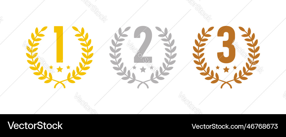 Winning places icons with wreath vector image