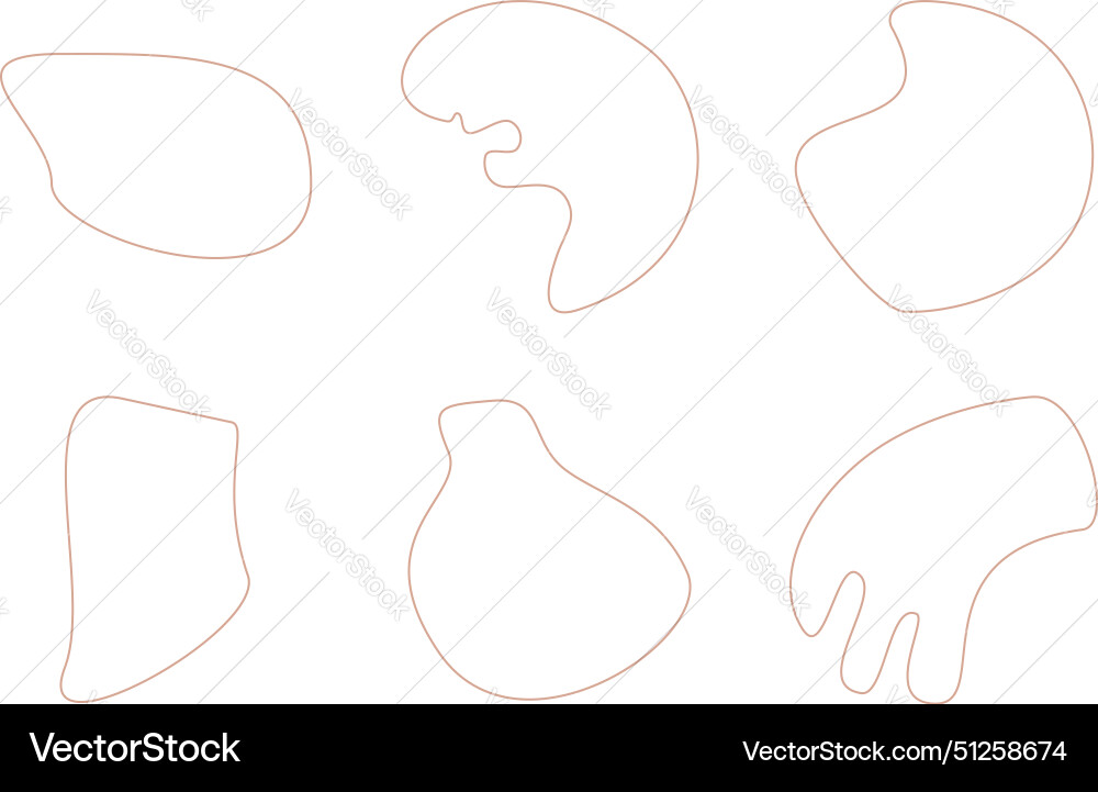 Abstract fluid linear shape set black Vector Image