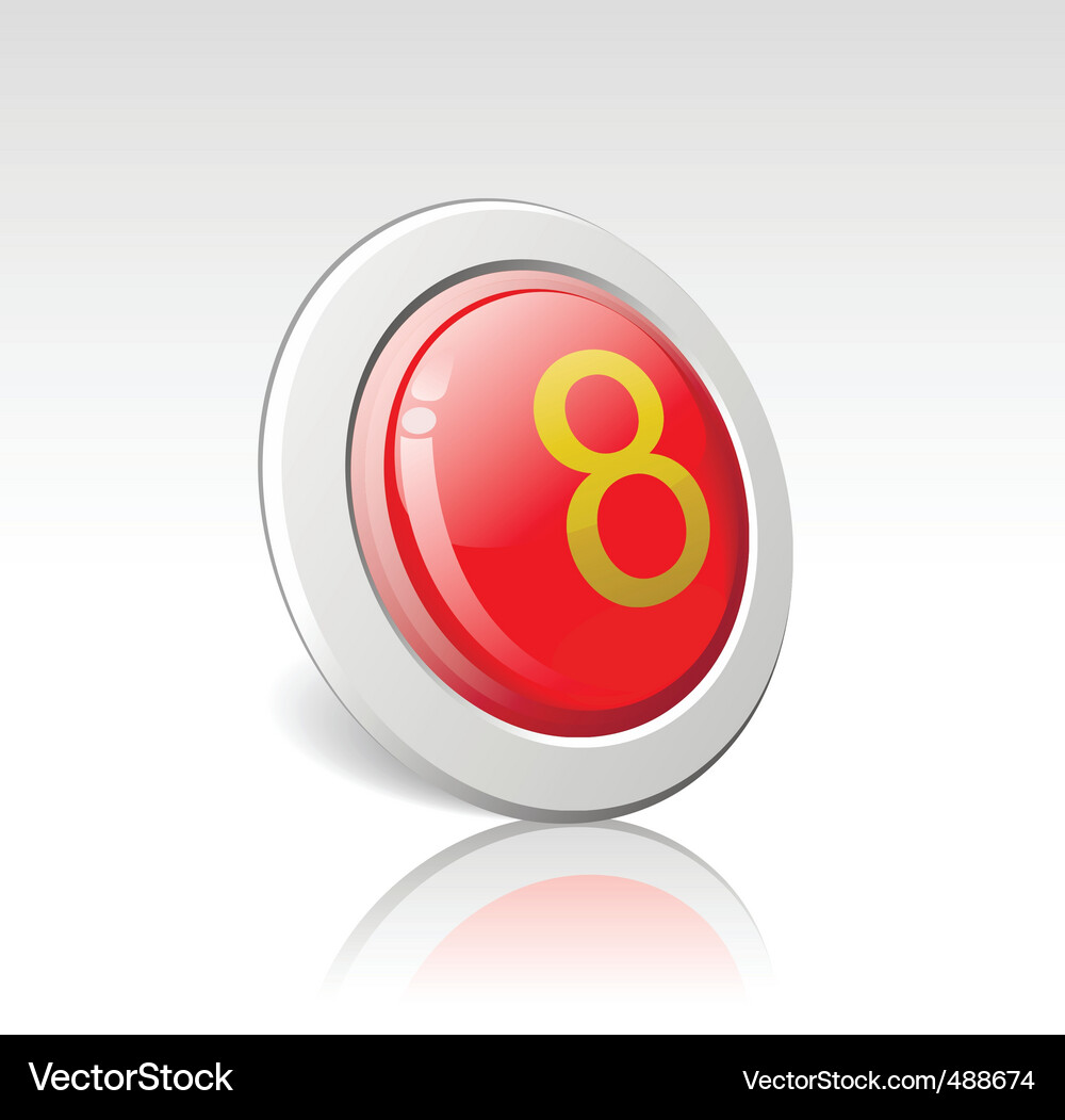 Button with the number 8 Vector Image