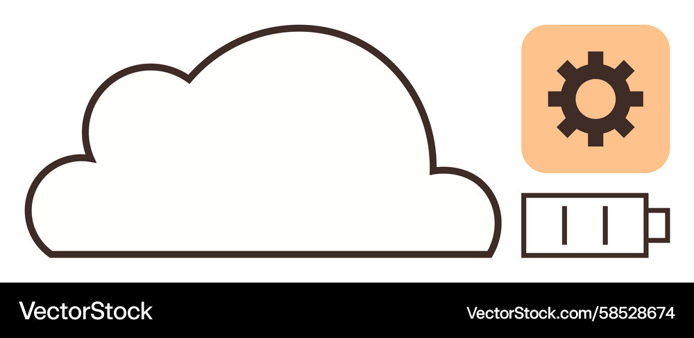 Cloud Computing & Settings Icon Vector Image