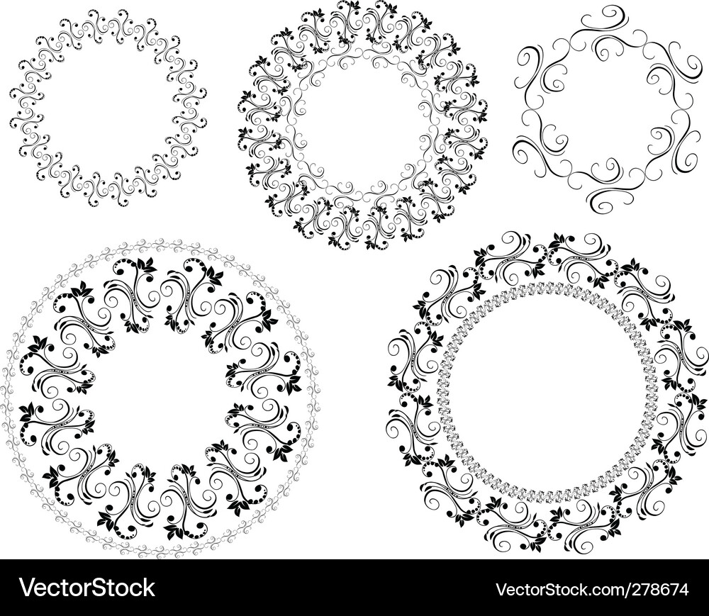 Floral Swirl Frame Pattern Vector Image