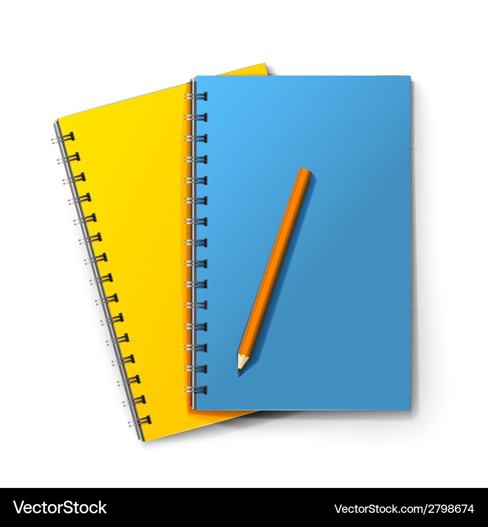 Notepads and pencil Royalty Free Vector Image - VectorStock
