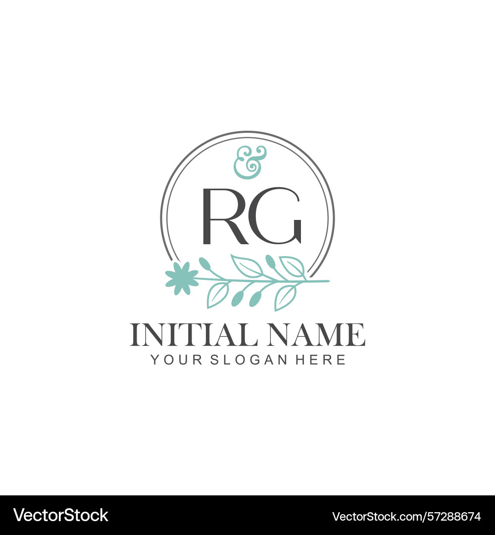 Rg initial logo templates with botanical elements Rg initial logo templates with botanical elements Vector Image