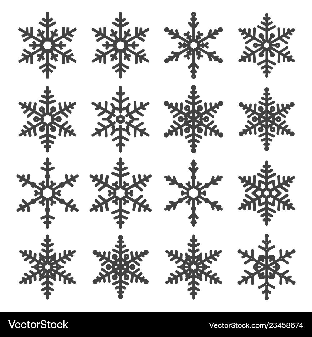 Snowflake Icon Set - Winter vector image