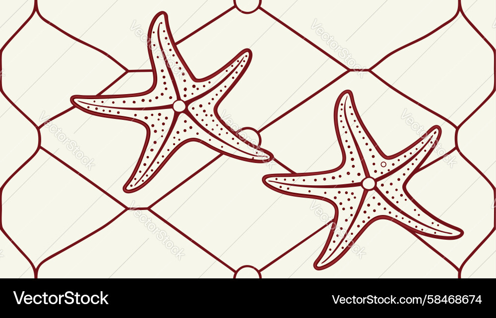 Starfish Net Seamless Pattern Vector Image