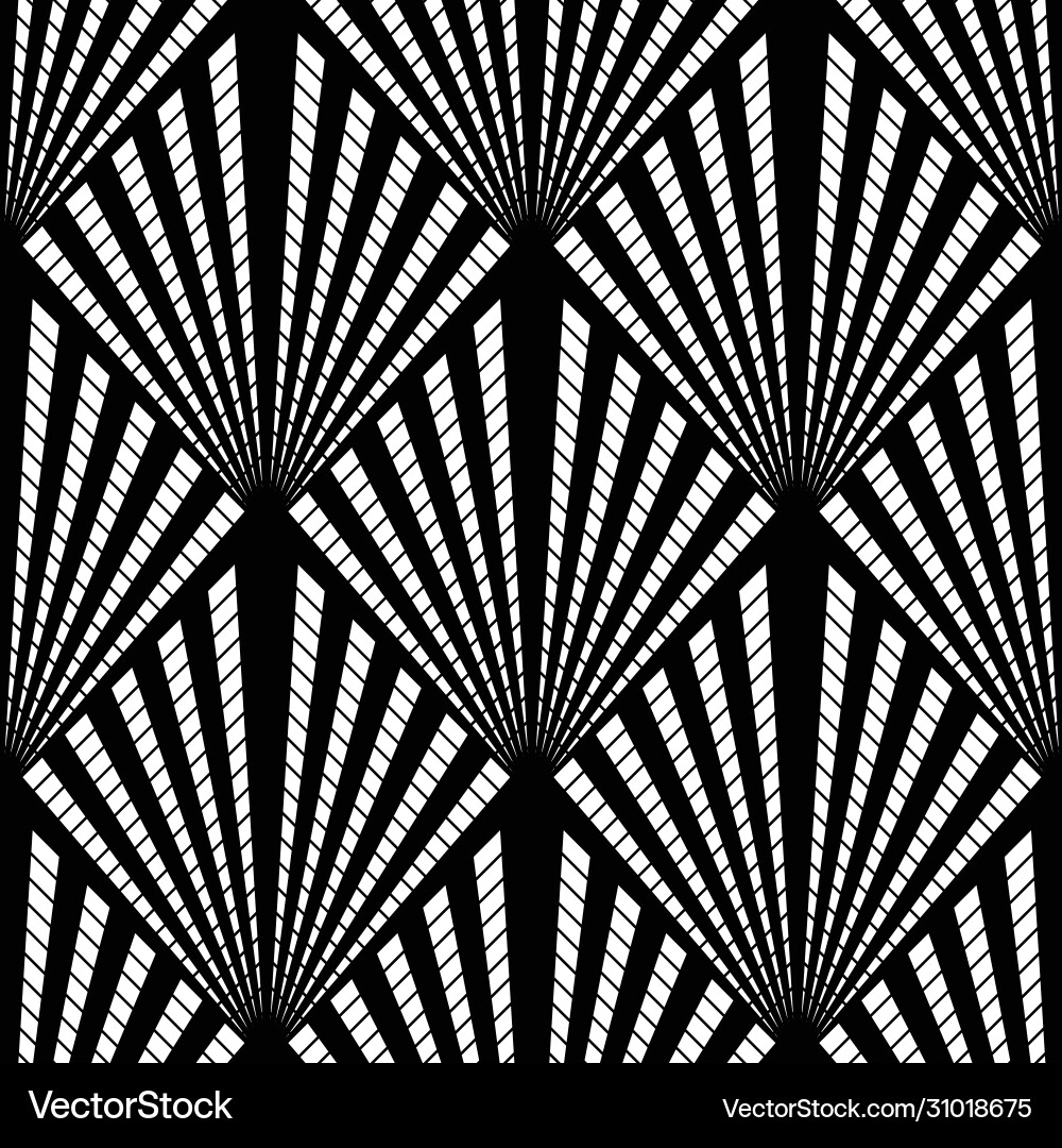 Art deco pattern black white background Royalty Free Vector