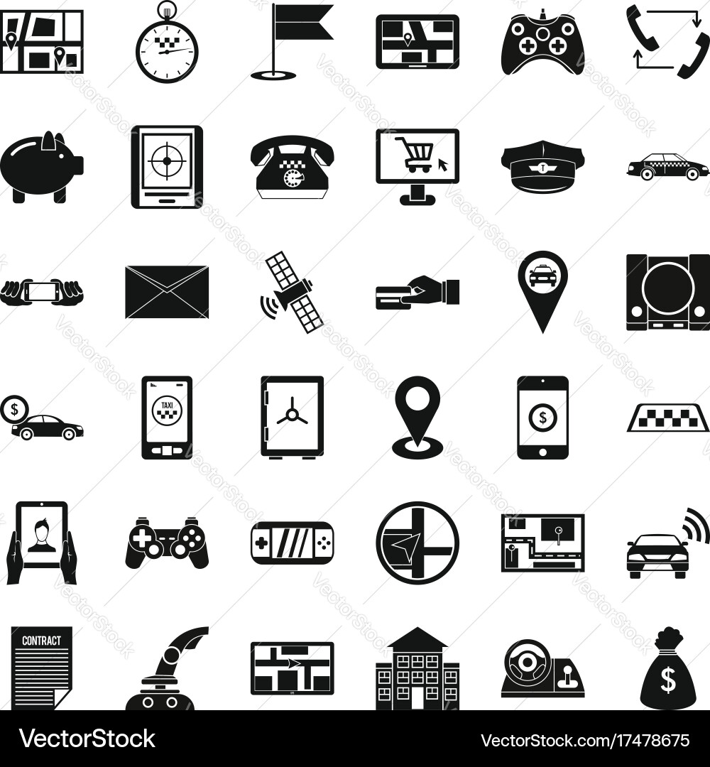 Button icons set simple style Vector Image