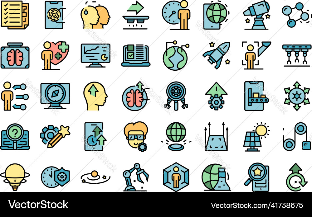 Commitment to innovation icons set flat Commitment to innovation icons set flat vector image