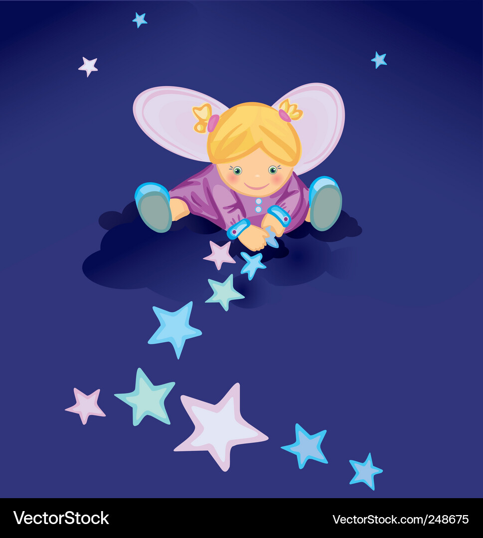 Cute Angel with Stars Vector Image