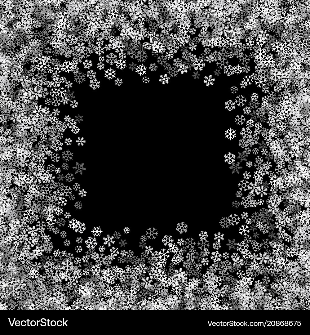 Frame or border of random scatter snowflakes Frame or border of random scatter snowflakes vector image
