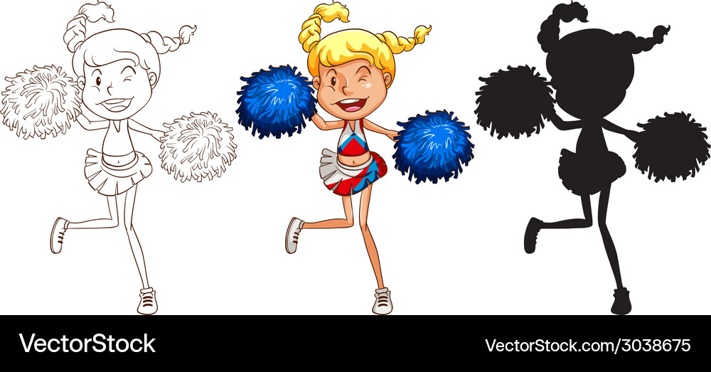 Sketches of a cheerdancer in different colours Vector Image