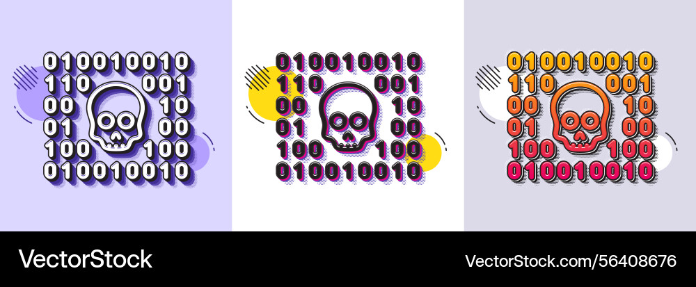 Binary code line icon cyber attack sign halftone Binary code line icon cyber attack sign halftone vector image