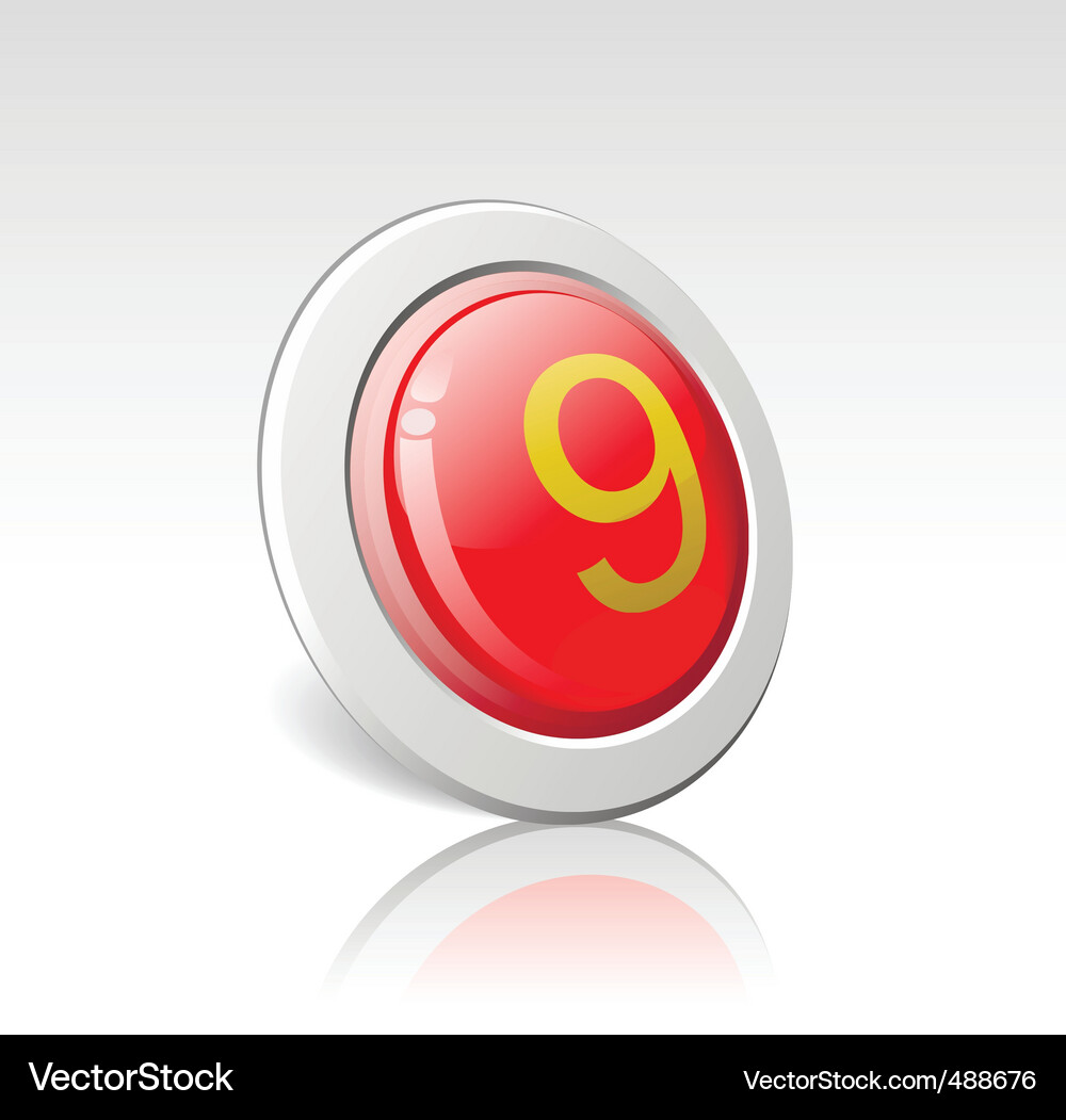 Button with the number 9 Vector Image